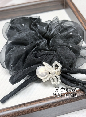 东大门高级感碎花蝴蝶结发圈法式复古温柔丸子头高马尾发绳头饰品