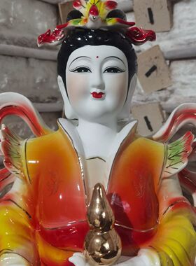 高档陶瓷九天玄女娘娘神像玄母天尊家平安富贵佛像摆件