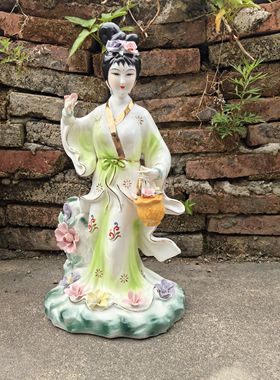 陶瓷仙女花神花仙子神像提花篮仙女牡丹仙子摆件