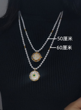 复古天然珍珠毛衣链长款轻奢小众