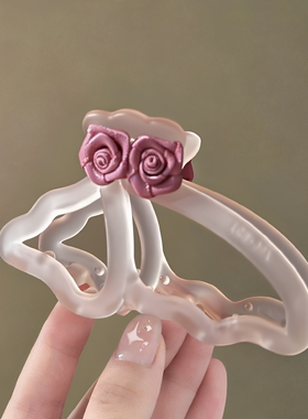清冷风玫瑰花朵蝴蝶抓夹女新款