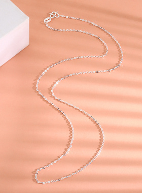 足银999纯银蛇骨链镭射珠肖邦项链冷淡风个性锁骨链金属颈链