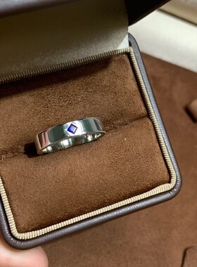 纯银925天然蓝宝石情侣戒指对戒高级定制复古轻奢