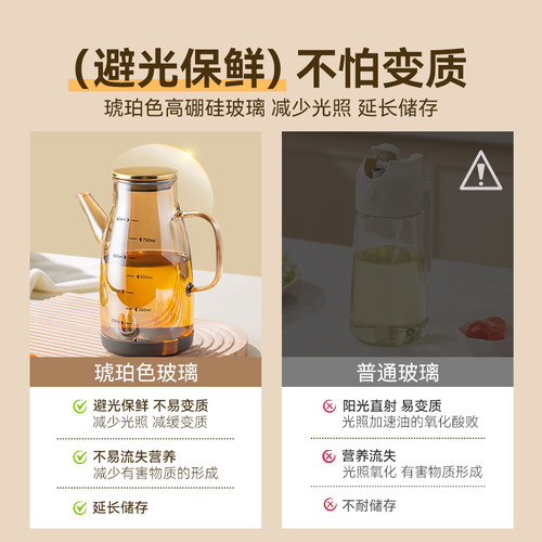 双枪高硼硅玻璃油壶厨房家用不挂油油瓶酱油醋调料瓶防漏水油壶罐 - 图1