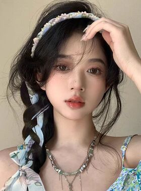 夏季碎花编发发带女绑发丝巾飘带