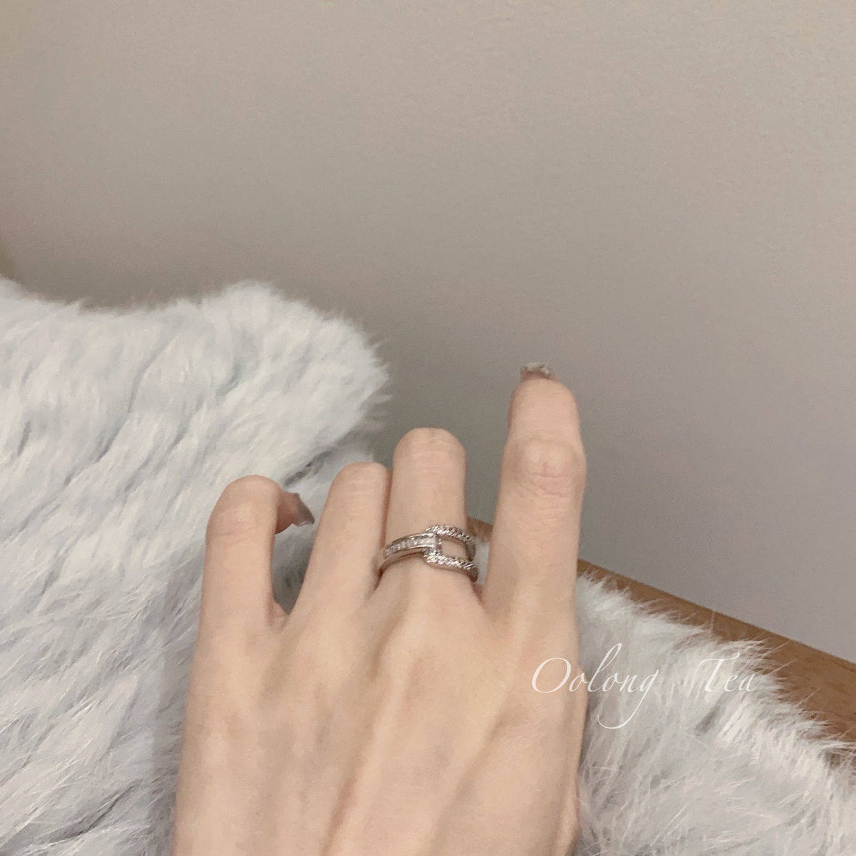 Rhinestone micro-paved zircon niche design adjustable ring index finger temperament women's versatile open ring