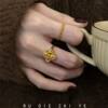 Kuning vintage middle-aged cloth Qifeng four-leaf ring light luxury high-end pull adjustable autumn and winter ring