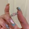 Kuning middle-aged vintage zircon sugar cube ring pink socialite style daughter high-end light luxury open ring