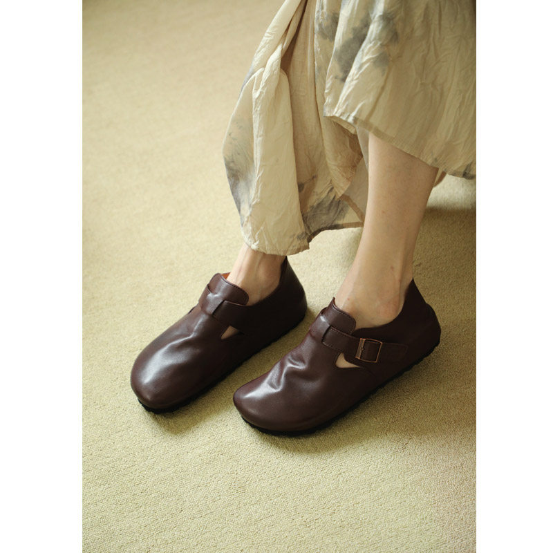 青步自制 水洗牛皮~高级感全包皮面勃肯鞋女真皮折皱休闲平底女鞋,淘宝优惠券,粉丝福利购,淘宝优惠卷