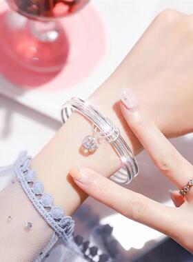 捕梦网银手镯女9999纯银足银三生三世银镯子实心女生女士情侣手饰