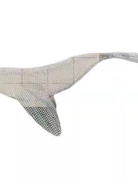 镂空海豚鲸鱼网格编织雕塑酒店展厅海洋动物不锈钢悬吊装饰品