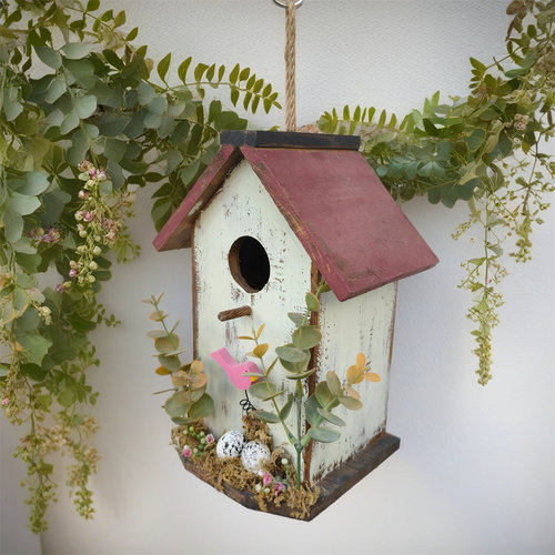 户外花园庭院布置景观木质鸟窝阳台院子园艺装饰摆件仿真鸟屋挂件 - 图2