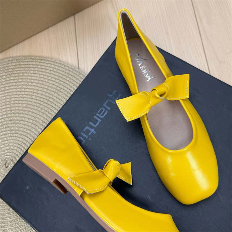 复古方头单鞋女蝴蝶结玛丽珍鞋仙女温柔浅口一字带舒适软底平底鞋,淘宝优惠券,粉丝福利购,淘宝优惠卷