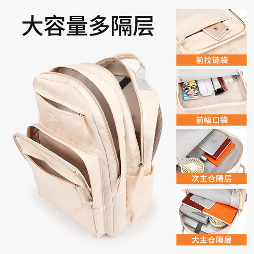 双肩电脑包14寸女生手提笔记本适用苹果MacBookPro13联想华为15点6小米16寸大容量好看ins小清新防震背包 - 图1