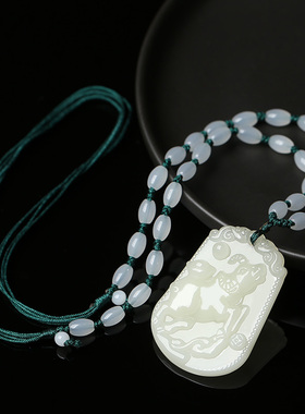 天然和田玉12生肖守护神观音吊坠