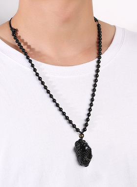 黑曜石鲤鱼项链文昌鱼