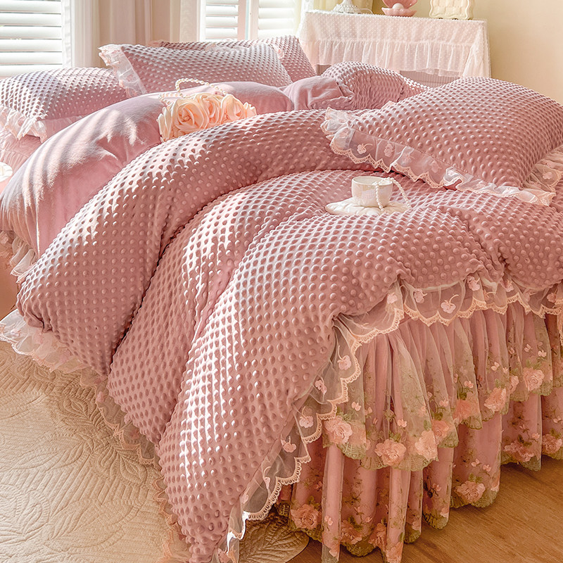 冬天加厚牛奶绒床笠罩床裙二合一床罩带花边全包防滑夹棉床单床套,淘宝优惠券,粉丝福利购,淘宝优惠卷
