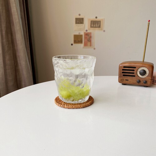 北欧ins简约极冻冰川玻璃杯水杯威士忌红酒杯果汁咖啡杯树皮纹杯 - 图1