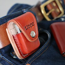 American original zippo lighter brown leather sleeve steel buckle steel clip genuine leather calf leather leather sheath insert strap pants