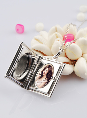 银项链韩版刻字照片项链情侣