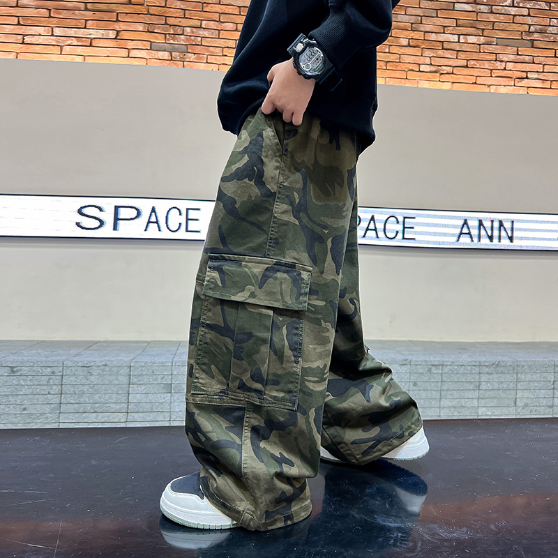 男童秋装迷彩直筒宽松阔腿工装裤2025新款中大儿童春秋季痞帅裤子 - 图3