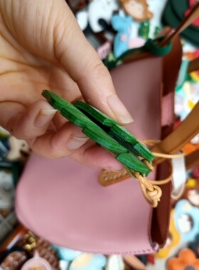 墨染原创手工牛皮龟背竹包挂件