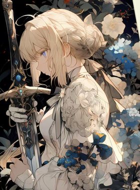 星空《花墙saber》亚瑟王阿尔托莉雅 装饰画动漫二次元周边挂画