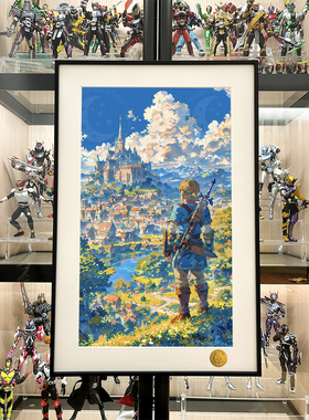 星空《塞尔达城堡》Link塞尔达传说林克旷野之息Zelda动漫装饰画