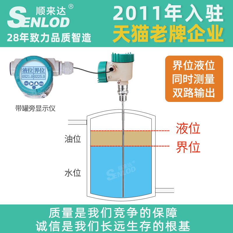 顺来达 锁向微波液位计分层分界液体检测仪界面测量仪油水界位计 - 图1