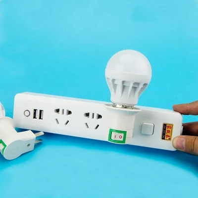 小夜灯头插座带开关E27普通大螺口灯座插头壁插式LED灯泡节能灯 - 图1