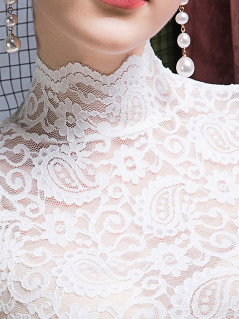 ເສື້ອຢືດ lace ດູໃບໄມ້ລົ່ນແລະລະດູຫນາວທີ່ມີຄໍປອມໃຫມ່