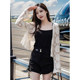 ເສື້ອລູກໄມ້ hollow-sleeved ບາງ cardigan ສໍາລັບແມ່ຍິງ 2024 ພາກຮຽນ spring ດູໃບໄມ້ລົ່ນ summer ກັບ suspender skirt ປ້ອງກັນແສງແດດ shawl ແລະ blouse ຂະຫນາດນ້ອຍ