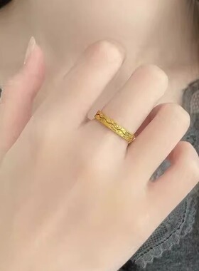 5G黄金实心固口双排叠戴款女戒