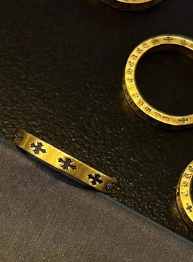 999足金克罗十字架电黑金戒指