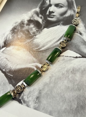 天然和田玉碧玉手链古董首饰