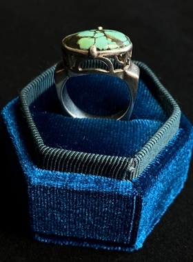 现货孤品古董首饰镶嵌绿松石戒指