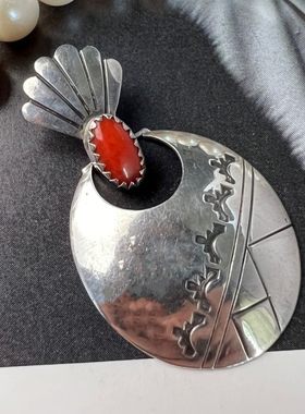 古董首饰纯银吊坠印第安纳瓦霍