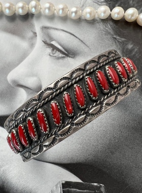 欧美印第安纳瓦霍设计师品牌古董首饰925纯银手镯中古vintage