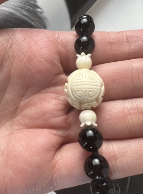 天然黑玛瑙项链vintage古董首饰中古饰品项链黑玛瑙串珠