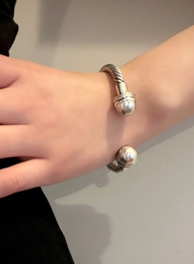 vintage欧美纯银925手镯手工