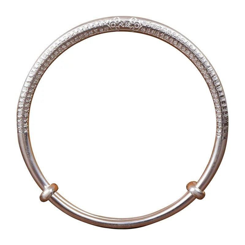 999纯银心经手镯女款实心足银镯子时尚百搭高级感送女友礼物推拉,淘宝优惠券,粉丝福利购,淘宝优惠卷