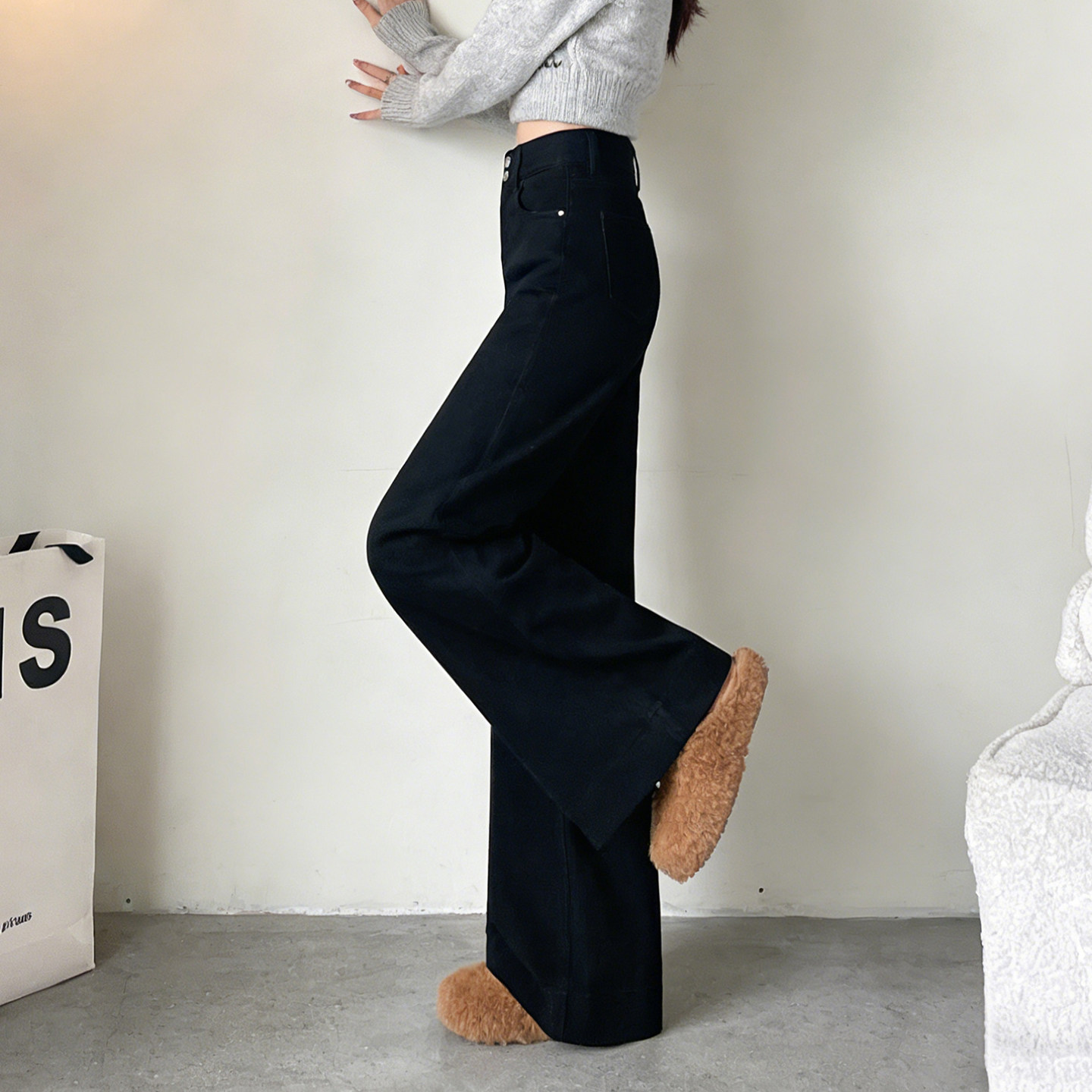 2026春季大码胖mm复古弹力高腰阔腿牛仔裤女梨型身材宽松拖地裤子,淘宝优惠券,粉丝福利购,淘宝优惠卷