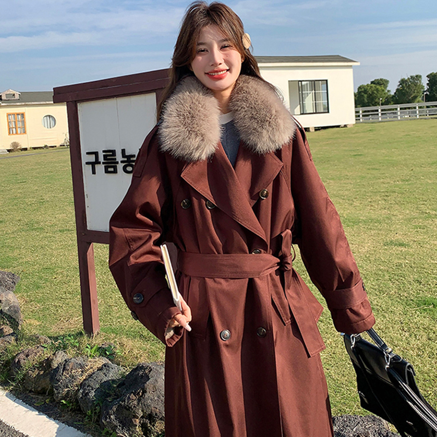 大码胖mm学院风毛领派克服女中长款加绒加厚宽松保暖棉服风衣外套,淘宝优惠券,粉丝福利购,淘宝优惠卷