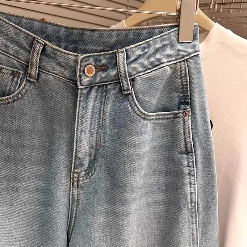 300斤胖mm大码女装复古弯刀牛仔裤女宽松显瘦百搭直筒阔腿长裤子,淘宝优惠券,粉丝福利购,淘宝优惠卷