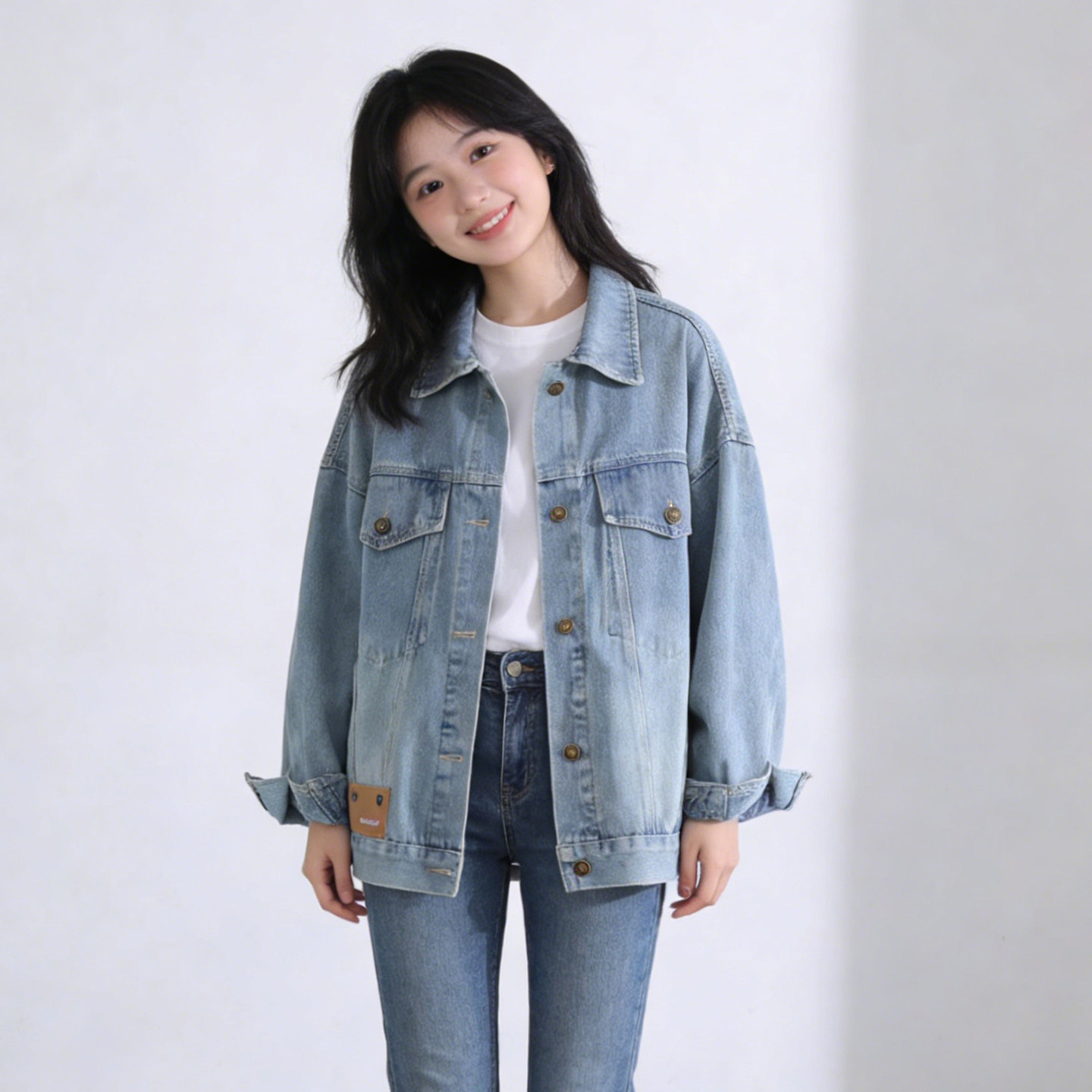 2026春季大码胖mm学院风复古牛仔外套女宽松显瘦翻领百搭休闲夹克,淘宝优惠券,粉丝福利购,淘宝优惠卷