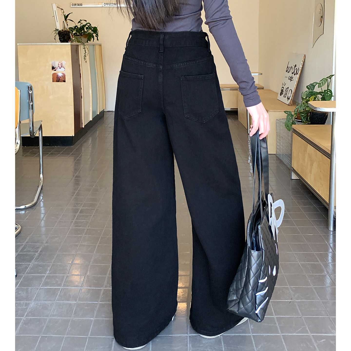 300斤胖mm大码美式复古黑色阔腿牛仔裤女高腰宽松直筒拖地长裤子,淘宝优惠券,粉丝福利购,淘宝优惠卷