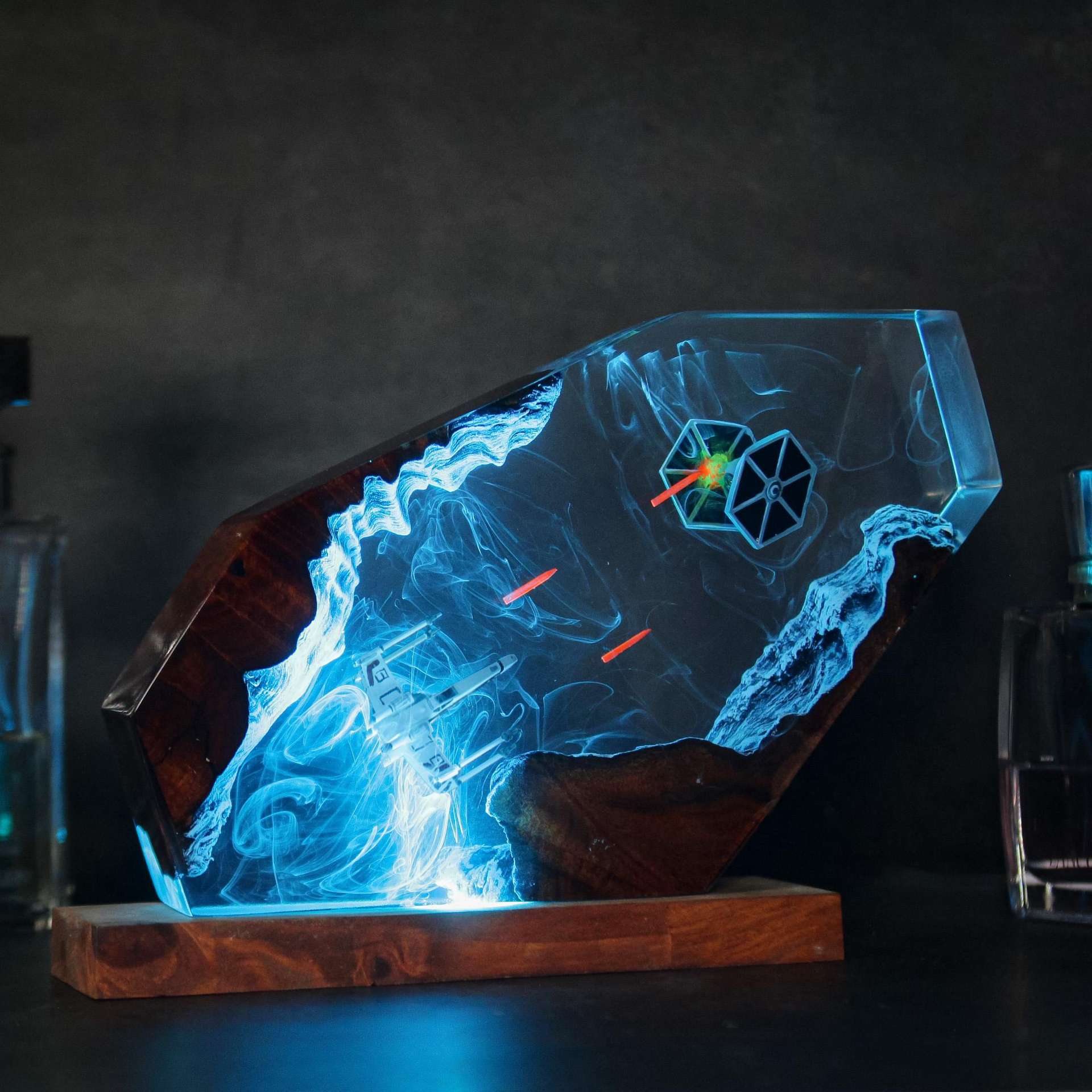 星空宇宙银河系星际战斗机飞船星球大战小夜灯床头灯氛围灯摆件 - 图1