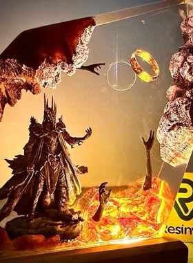 手作Resin lamp gift树脂小夜灯氛围灯魔戒魔王索伦家居卧室摆件