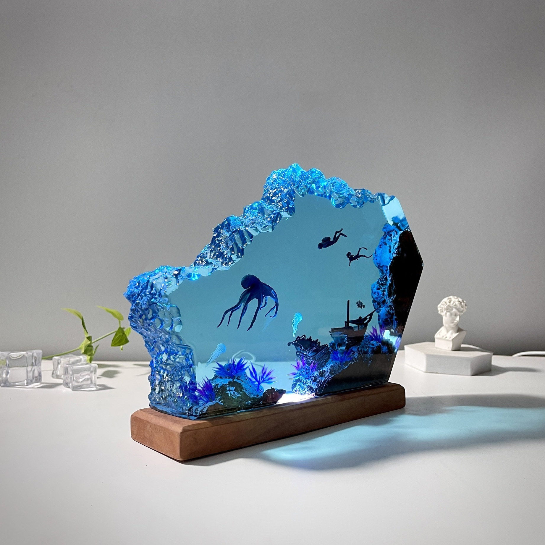 把海洋带回家巨型章鱼潜水员水母沉船小夜灯床头灯氛围灯摆件礼物,淘宝优惠券,粉丝福利购,淘宝优惠卷