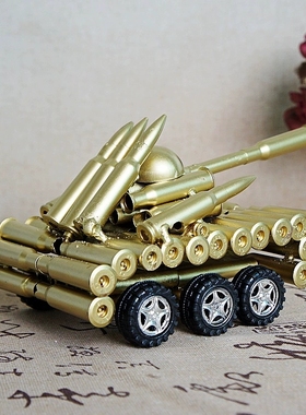 家居装饰办公室摆件大炮坦克战车模型摆件仿造子弹壳六轮坦克模型